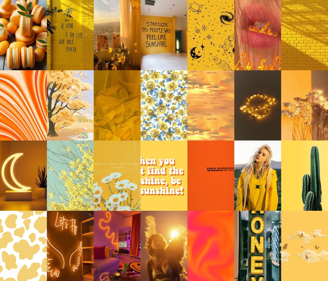 150 Yellow Wall Collage Kit Yellow Collage Kit Yellow Etsy