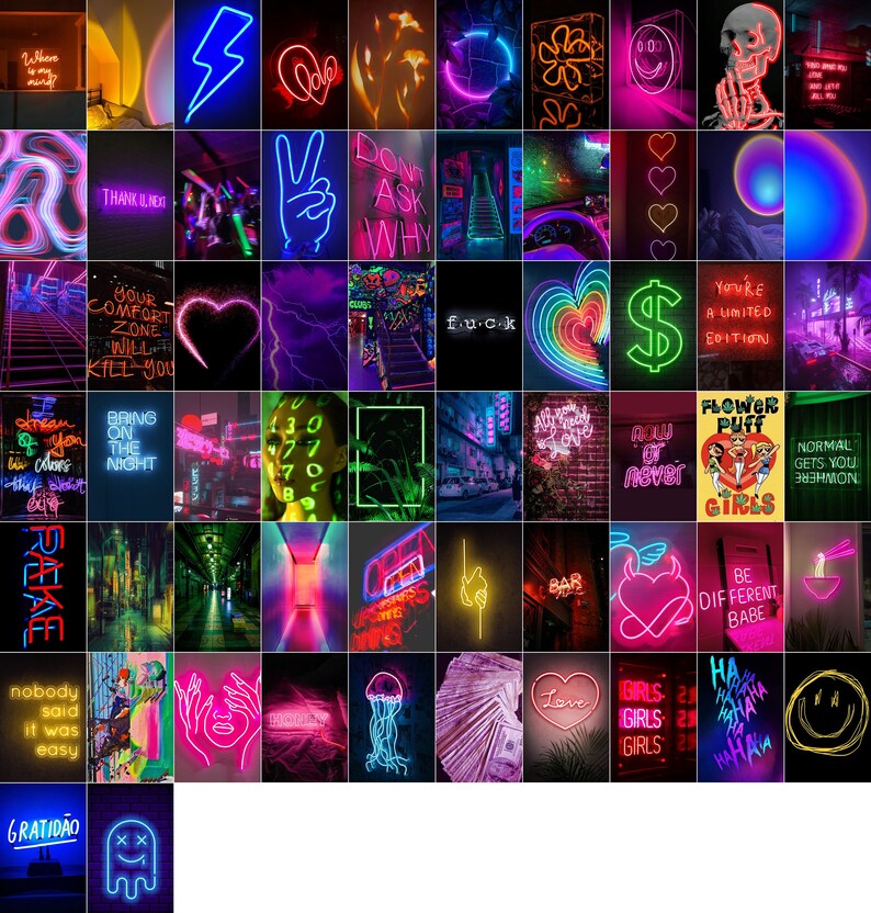 230PCS Neon Vibe Wall Collage Kit neon Room Decor neon Wall Etsy