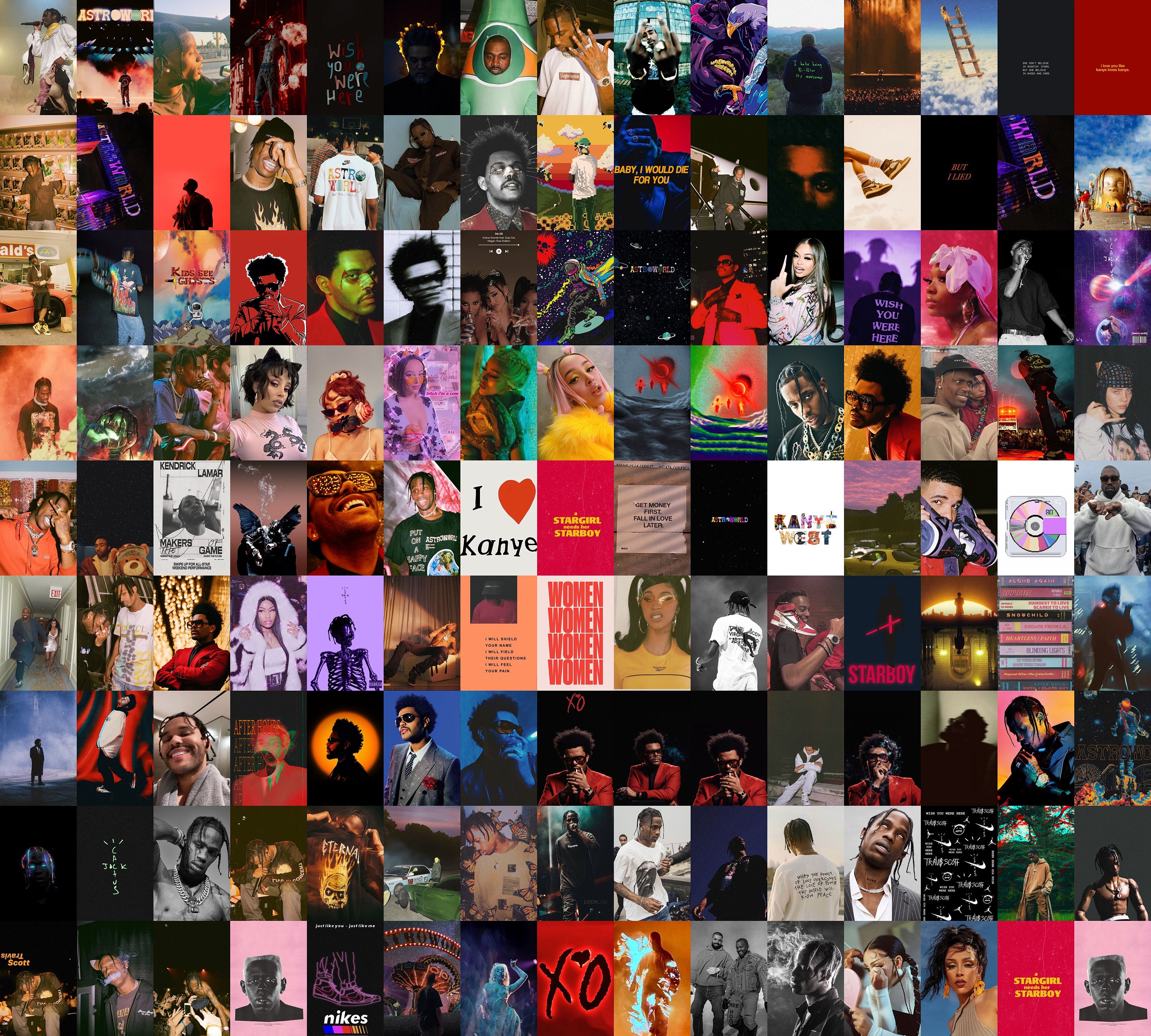 Set of 96 Unique Album Covers - Wall Collage Kit | Decoration HIP-HOP | Rap  | Music Bands | Posters Measure 6x6 inches | Printed on GLOSS Paper | Set