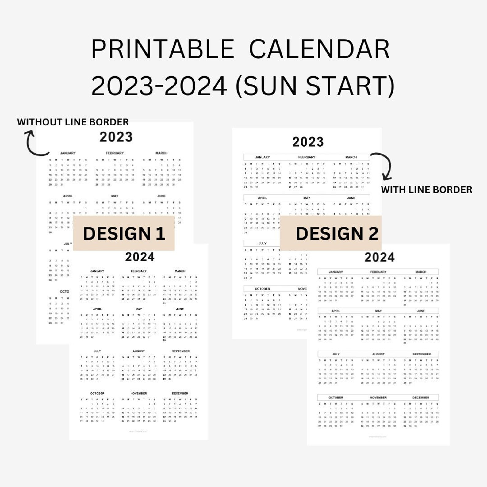 20232024 Printable Calendar,template,a4,a3,a2,a1 Size,wall Template