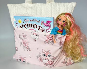 Book Pocket Pillow Fox Cotton Dot Cover - Reading Pillow Cover with Pocket - Reading Cushion - Travel Pillow