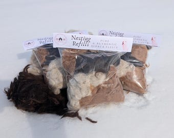 Alpaca Bird Nesting Fibers Refills - Raw Natural Fleece