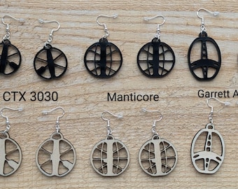 Metal Detecting Coil Earrings, Acrylic, Wood "Pick Your Coil"