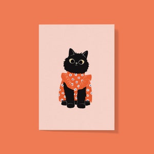 Affiche carte postale - illustration chat "Pretty cat" - affiche