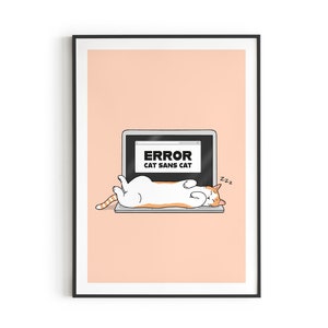 Affiche - illustration chat "Error" - poster déco