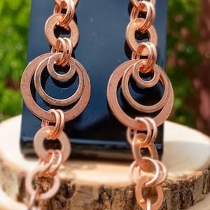 Long Solid Copper Cowrie Shell Drop Earrings