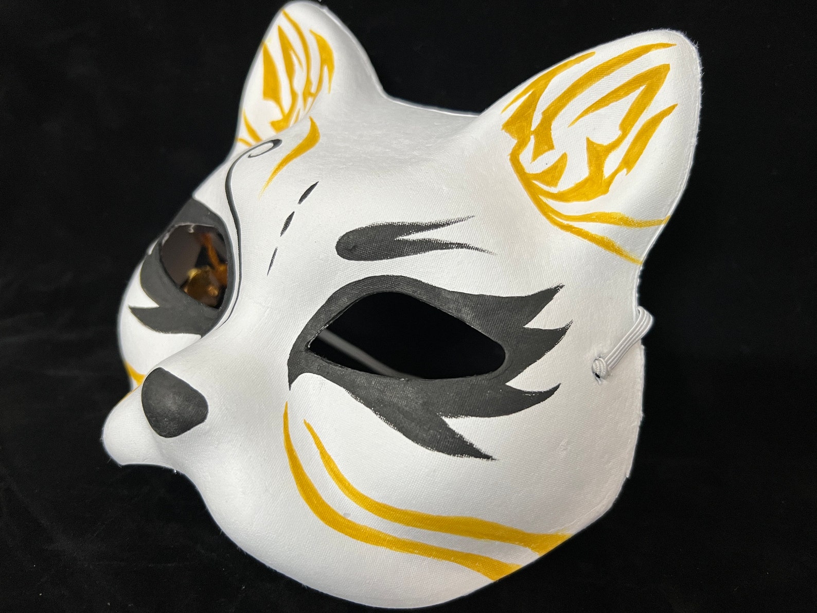 Yellow Kitsune Hand-painted Maskjapanese Kitsune Maskfox Cat - Etsy