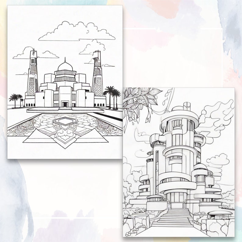 Architectural Escape: Adult Coloring Pages Collection, Architecture ...