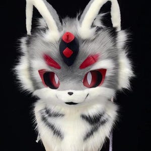 Evil Cat Fursuit Head, Kemono Furry Pre-Made Head, Furry Cosplay, Fantasy Creatures, Cute Cat Fursuit Head