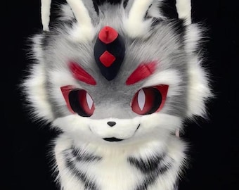 既製のグレーのケモノ猫着ぐるみ（頭部、手足、尻尾）、サイズM/L