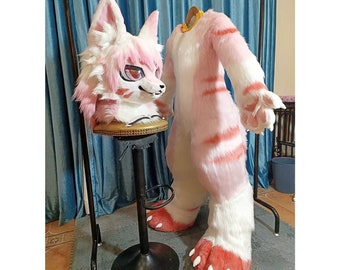 Fursuit Kopf Ganzkörper, FurryNew Vorgefertigter Pelzkopf, Furry Cosplay, Ganzkörper Fursuit, Ganzkörper Kostüm Cosplay