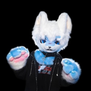 Cute Fursuit Head, Furry  Pre-Made Fur Head + Claws, Furry Cosplay,Fantasy Creatures, Dog Cat Bear Fursuit Head