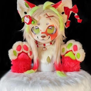 Apple Fox Fursuit Head, Furry  Pre-Made Fur Head, Furry Cosplay,Fantasy Creatures