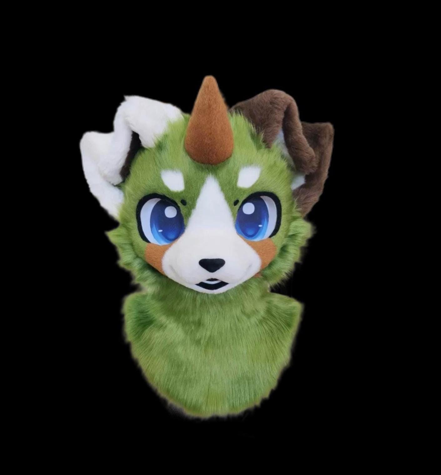 Fursuit Head + Paw + Tail, Furry Pre-Made Fur Head, Furry Cosplay, "Puppy Plant Researcher" Fantasy Creatures, Cute Furry Mask Head