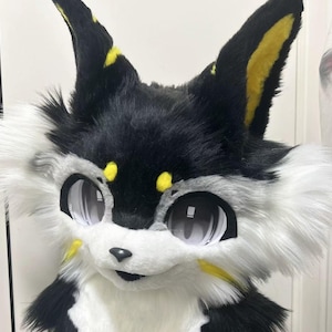 Fursuit Head - Head Only, Furry Head, Furry Cosplay, &quot;Black Gold Husky&quot; Fantasy Creatures, Fursuit Premade
