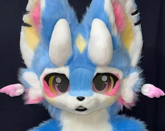 Fursuit Head, Kemono Furry Pre-Made Head, Furry Cosplay, Dragon Fantasy Creatures, Furry Commission Cute Fursuit Head