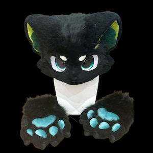Fursuit Head, Furry  Pre-Made Fur Head +paws, Furry Cosplay,Fantasy Creatures