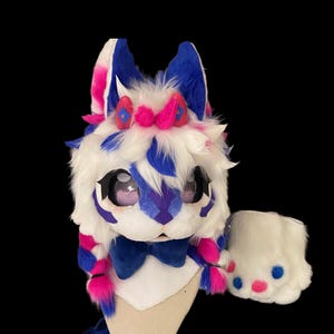 Fursuit Head + Paw + Tail, Bunny / Hamster Furry Pre-Made Fur Head, Furry Cosplay, &quot;Colored Bunny&quot; Fantasy Creatures, Cute Furry Mask Head