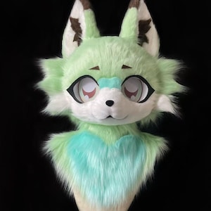 Fursuit Head Only, Lemon Puppy Fantasy Creatures, Furry Pre-Made Fur Head, Dog Furry Cosplay, Cool-Dog Fursuit Head