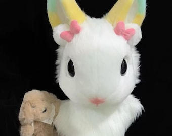 Fursuit Head- Head Only, Furry Cosplay,Fantasy Creatures, Realistic Bunny Fursuit Head