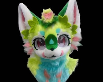 Fursuit Head, Kemono Furry Pre-Made Head, Furry Cosplay, Dragon Fantasy Creatures, Furry Commission Cute Fursuit Head