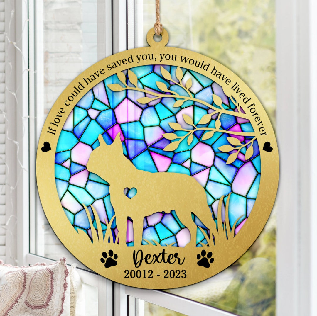 Personalized With Dog Breed Dog Memorial Suncatcher Pet Etsy