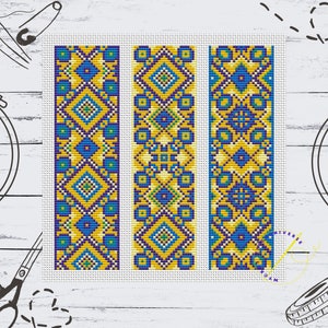 Bookmarks Set Cross Stitch Pattern Ukrainian Ornament Gutsul Cross Stitch Digital Pattern Traditional Cross Stitch Downloadable PDF