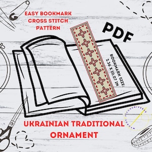 Folk Ukrainian Bookmark cross stitch pattern PDF Ukrainian traditional ornament downloadable digital cross stitch