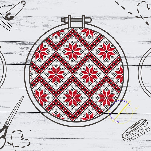 Endless Ukrainian Traditional Ornament Cross Stitch Digital Pattern PDF