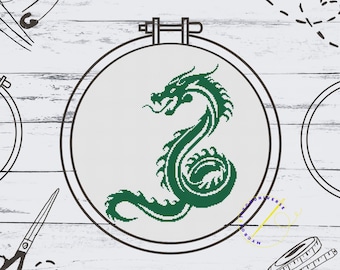 Dragon Cross Stitch Pattern: Chinese Zodiac Embroidery (Digital Download)