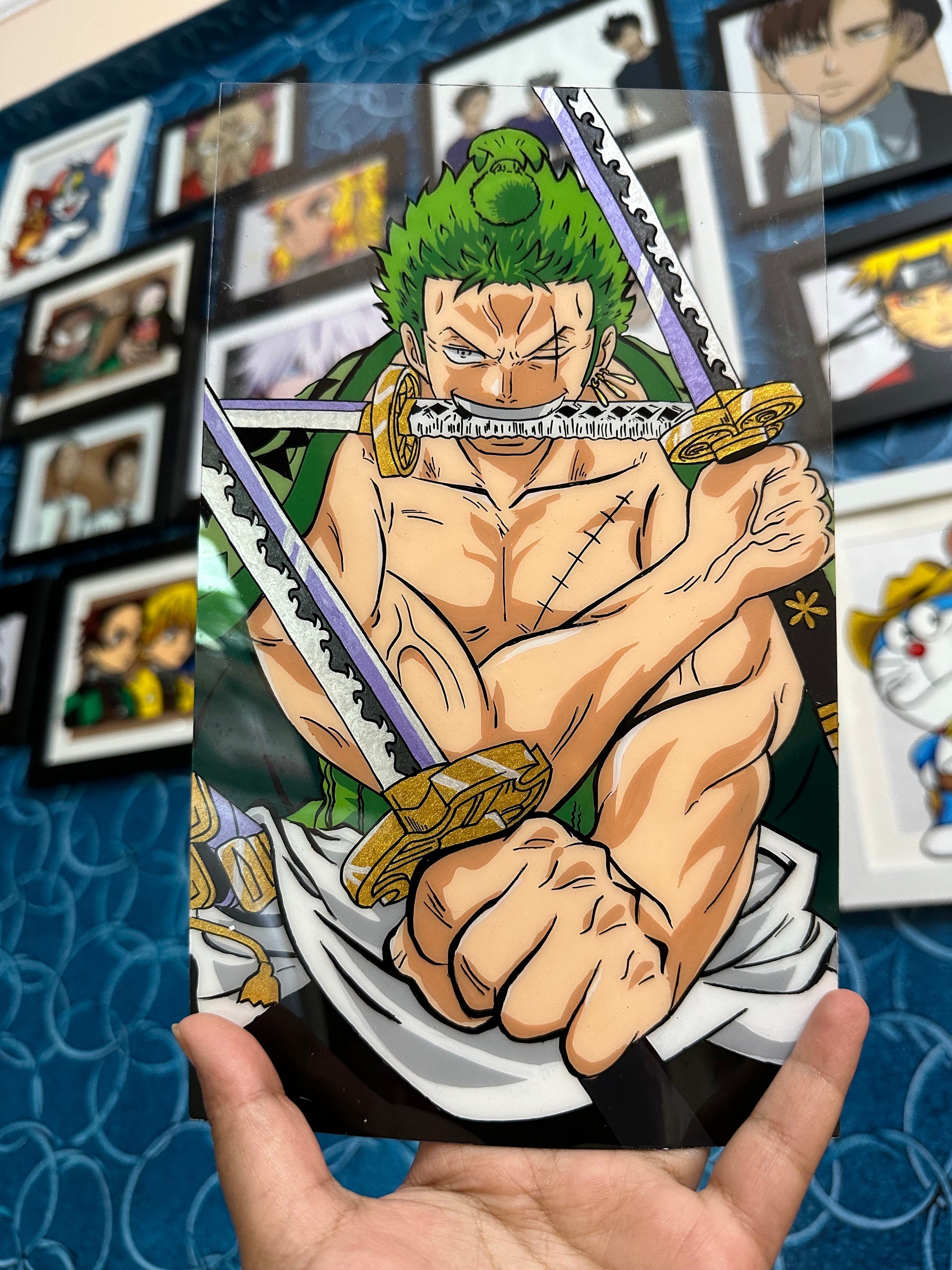 Zoro Acrylic Glass Painting Anime Glass Paintings Painted Etsy