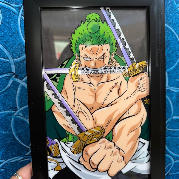 Tableau sur verre acrylique Zoro | Peintures sur verre animées | oeuvre d'art peinte | Art personnalisé | mangas | oeuvre d'art faite main