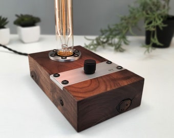 Table lamp Walnut Wood Retro Steampunk Edison Desklamp with Dimmer