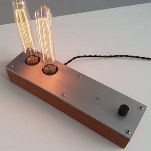 Wood/aluminium Edison Lamp, Retro Minimalist Industrial Style, Desk Table lamp, With dimmer