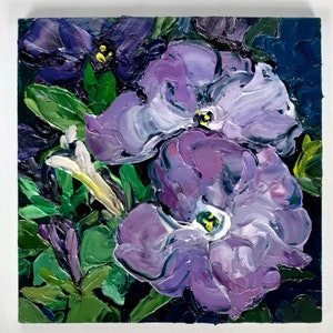 Floral Oil Painting Small Original Artwork Floral Artwork Miniature Oil Painting Impasto 6x6 Wall Art Nature Inspired Gift by LilleArtBerg