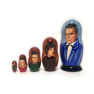 Author&#39;s art fantasy Freddie Mercury nesting doll, 6.1&#39;&#39; or 15.5 cm 5 pcs dolls