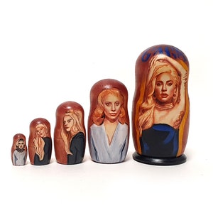 Author&#39;s art fantasy Lady Gaga nesting dolls 6.1&#39;&#39; or 15.5 cm, 5 pcs