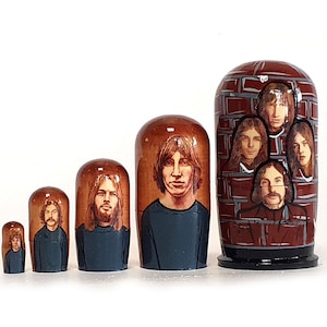 Author&#39;s art fantasy Pink Floyd nesting dolls, 4.52&quot; or 11.5 cm 5 pcs.