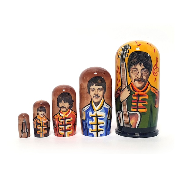 Art fantastique de l'auteur The Beatles Sgt. Poupées gigognes Pepper, 4,52 po. ou 11,5 cm 5 pcs