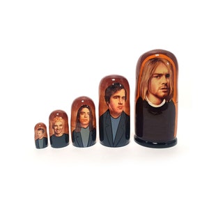 Author&#39;s art fantasy Nirvana Kurt Cobain nesting dolls 6.1&#39;&#39; or 15.5 cm, 5 pcs