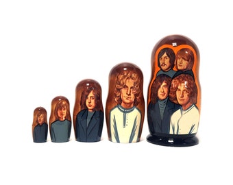 Author&#39;s art fantasy Led Zeppelin nesting dolls 6.3&#39;&#39; or 16 cm  5 pcs