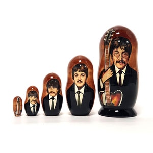 Author&#39;s art fantasy The Beatles #2 nesting doll, 7.08&#39;&#39; or 18 cm 5 pcs