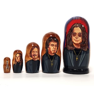 Author&#39;s art fantasy Ozzy Osbourne nesting dolls, 6.3&#39;&#39; or 16 cm 5 pcs.