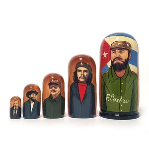 Fidel Castro nesting dolls 7.08&#39;&#39; or 18 cm, 5 pcs.