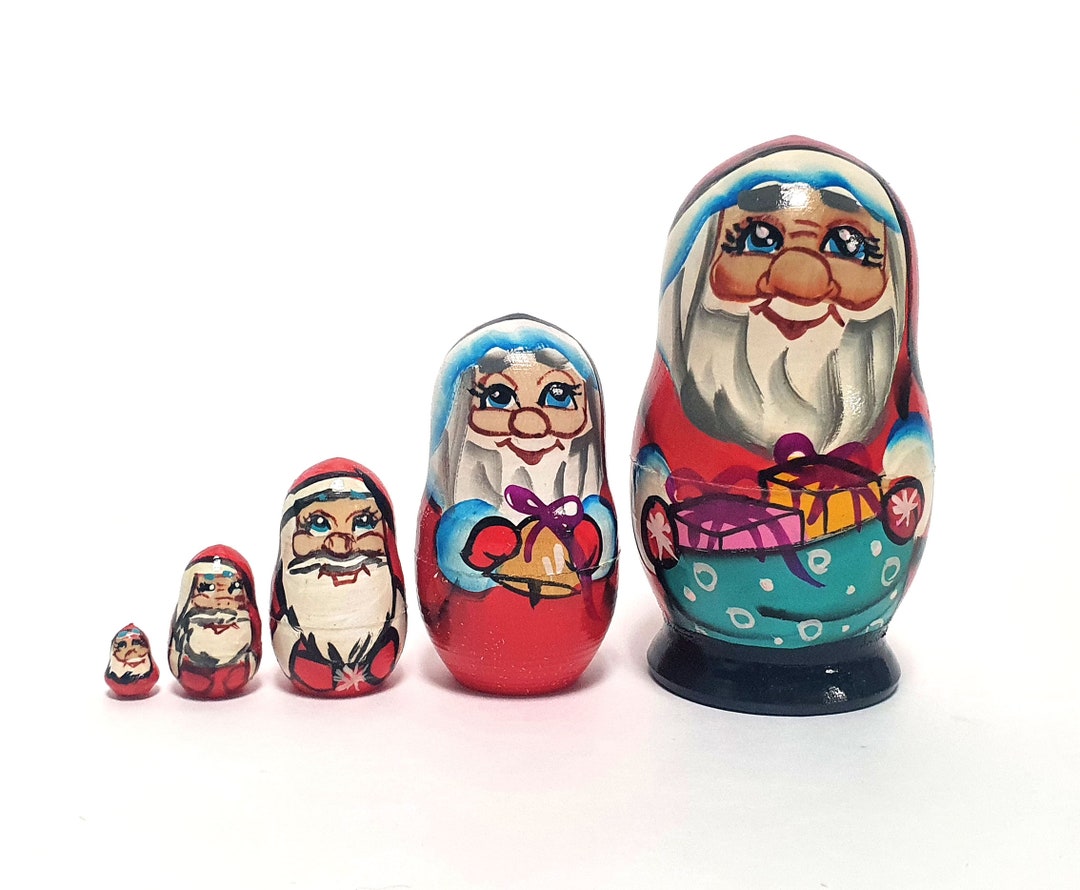 Santa Claus Nesting Dolls 4.52 '' or 11.5 Cm 5 Pcs. Etsy