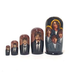 Author's art fantasy The Beatles nesting doll, 4.52 '' or 11.5 cm 5 pcs.