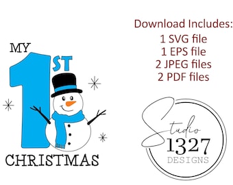 First Christmas Snowman SVG: Printable Coloring Page (Digital Download)