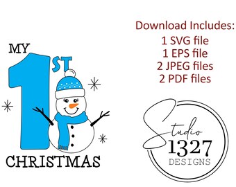 First Christmas Snowman SVG Printable: Baby's 1st Christmas (Digital Download)