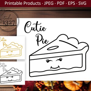 Cutie Pie / Cutie Pie SVG / Cutie Pie Druckbare / Apfelkuchen SVG / Apfelkuchen Druckbar / Danksagung druckbar / Danksagungs-Malseite