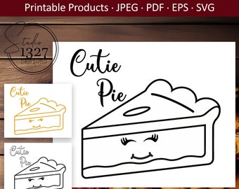 Cutie Pie SVG: Thanksgiving Coloring Page (Digital Download)